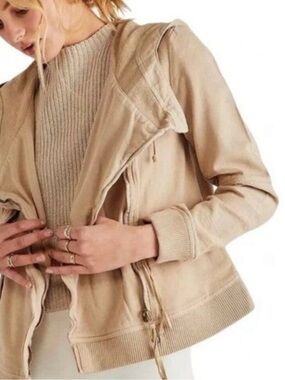 Free People Carmen Moto Top/Jacket in Calm Sand Size Small NWOT